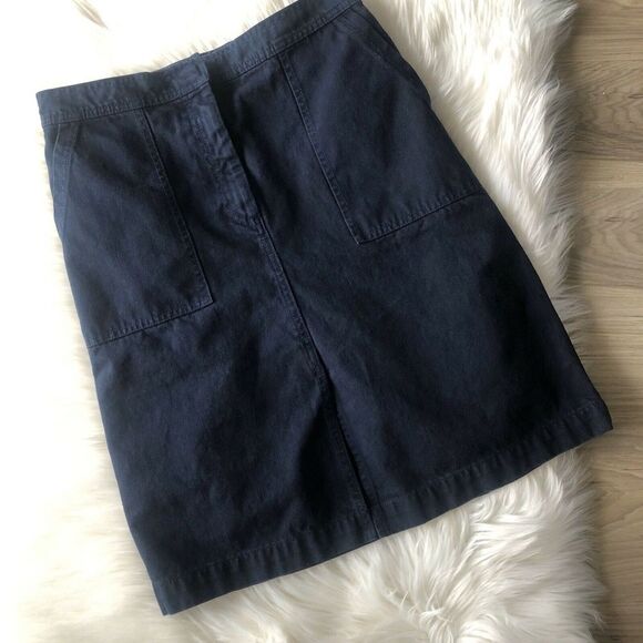 J. Crew A-Line Skirt with Pockets in Navy Blue - Picture 2 of 9